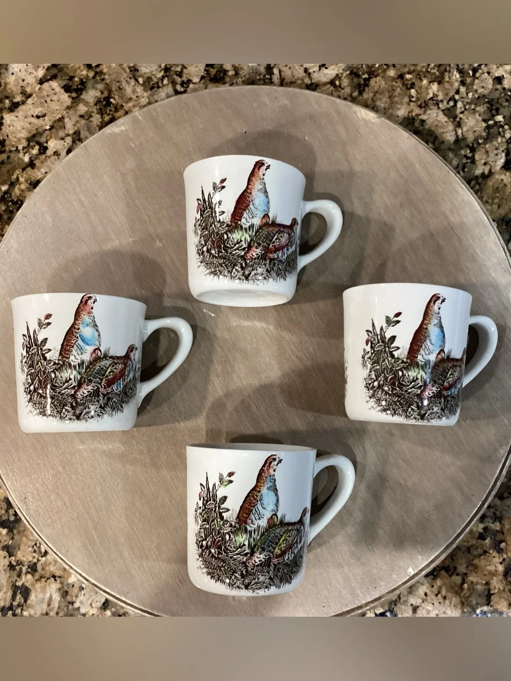 Vintage Johnson Brothers Game Birds Partridge 4 Mugs